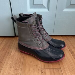 G.H. Bass & Co Womens Harlequin Rubber Duck Boots Lace Up 10 Waterproof Snow